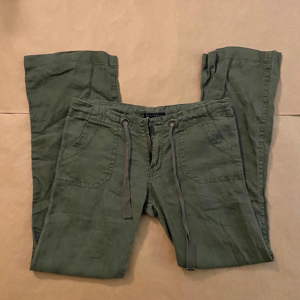 Sanctuary olive green wide leg linen pants. Sz 27